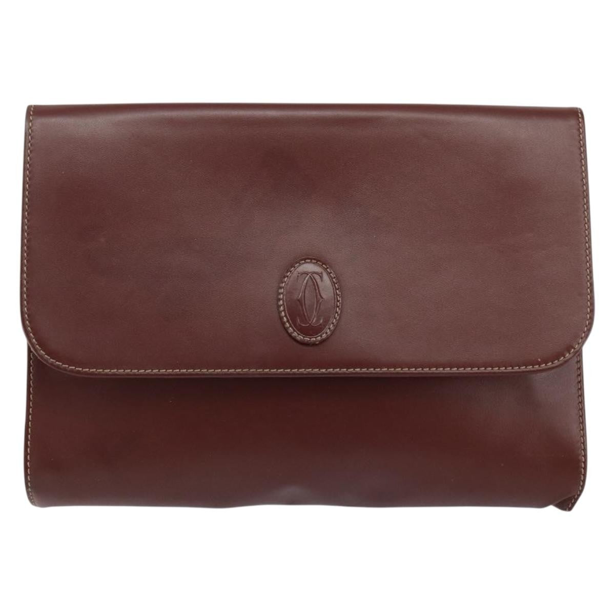 cartier Must de Cartier Clutch bag Leather, BURGUNDY, LEATHER, Clutche & pouche