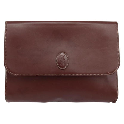 cartier Must de Cartier Clutch bag Leather, BURGUNDY, LEATHER, Clutche & pouche