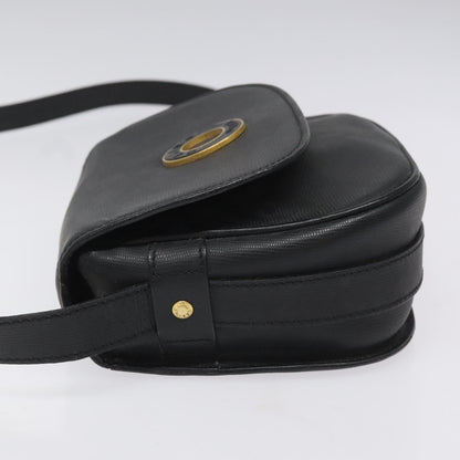 Celine Vintage Circle Logo Crossbody Bag Leather, BLACK, LEATHER, Shoulder bag