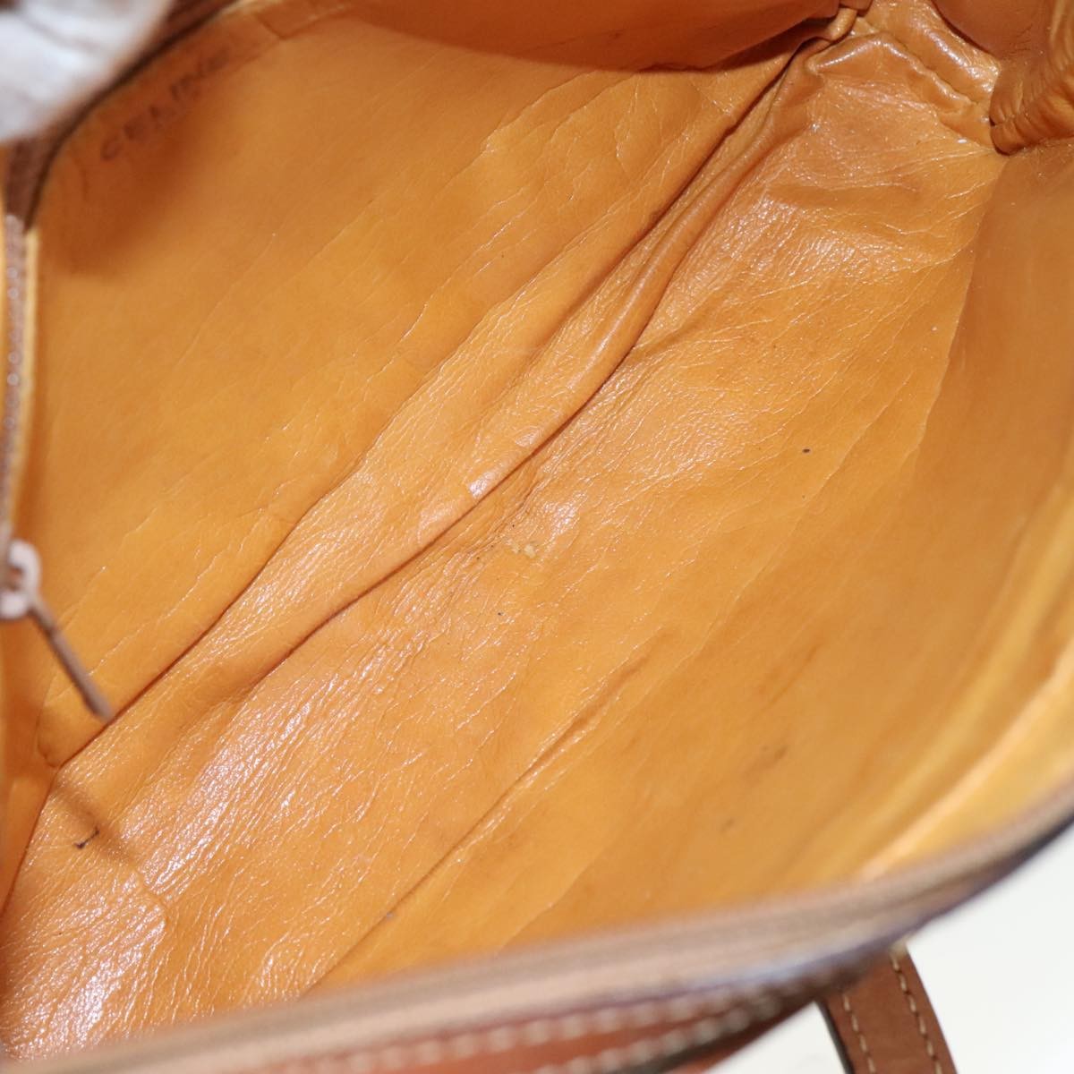 Celine Vintage Macadam Shoulder Bag Canvas and Leather, Beige, Canvas, Shoulder Bag