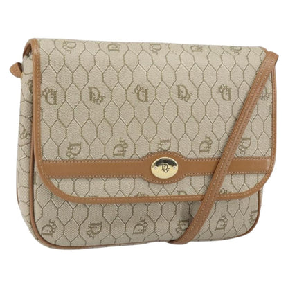 Christian Dior Vintage Honeycomb Shoulder Bag Canvas, BEIGE, PVC,CANVAS, Shoulder bag
