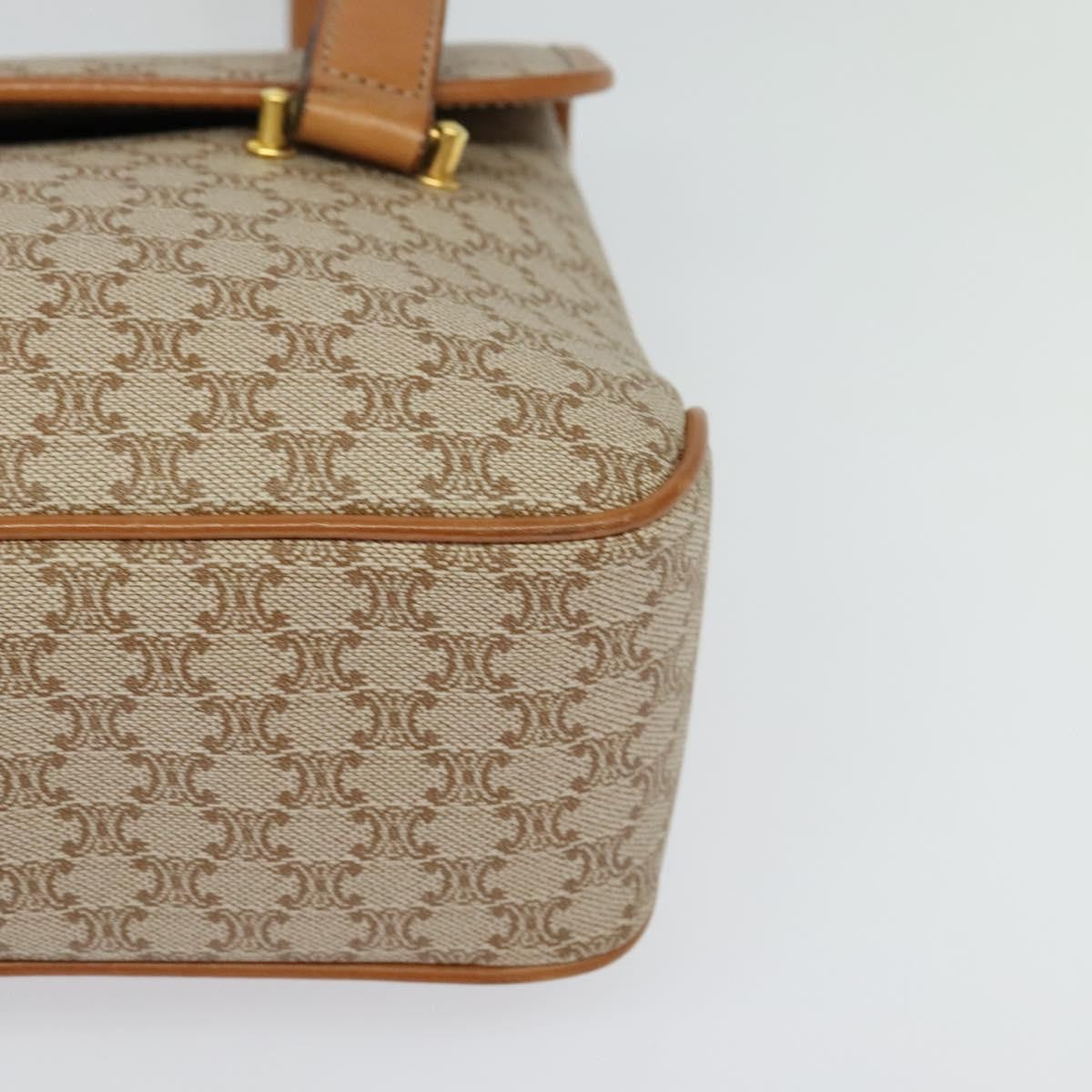 Celine Vintage Macadam Handbag Canvas and Leather, Beige, Canvas, Handbag