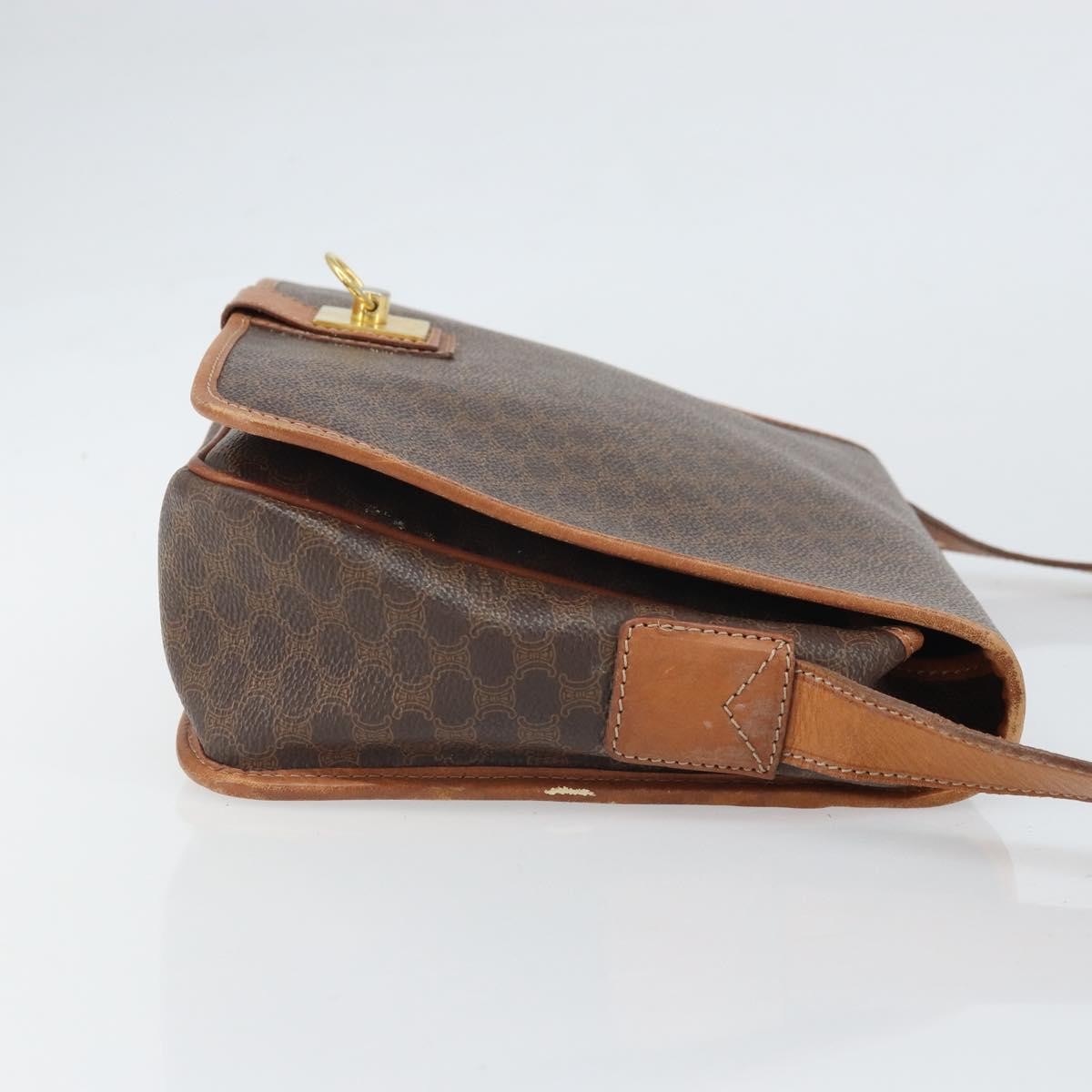 Celine Vintage Macadam Shoulder Bag Canvas and Leather, BROWN, CANVAS, Shoulder bag
