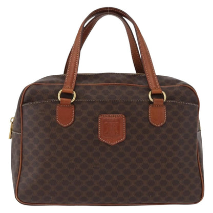 Celine Vintage Macadam Handbag Canvas and Leather, BROWN, CANVAS, Handbag