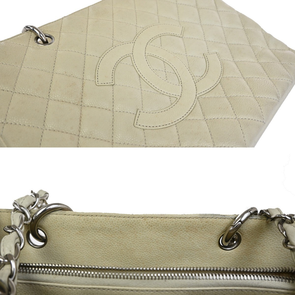 Chanel Grand Shopping Tote Quilted Calfskin, BEIGE, LEATHER, Tote bag