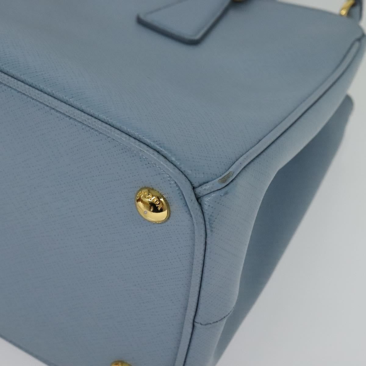 Prada Double Zip Lux Tote Saffiano Leather, BLUE, LEATHER, Handbag