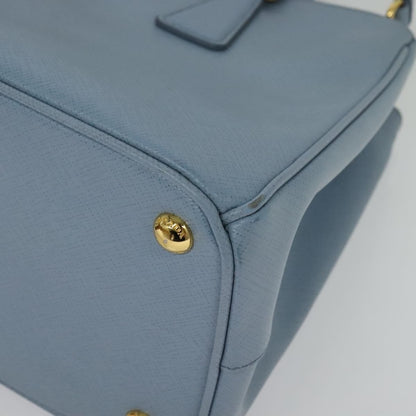 Prada Double Zip Lux Tote Saffiano Leather, BLUE, LEATHER, Handbag
