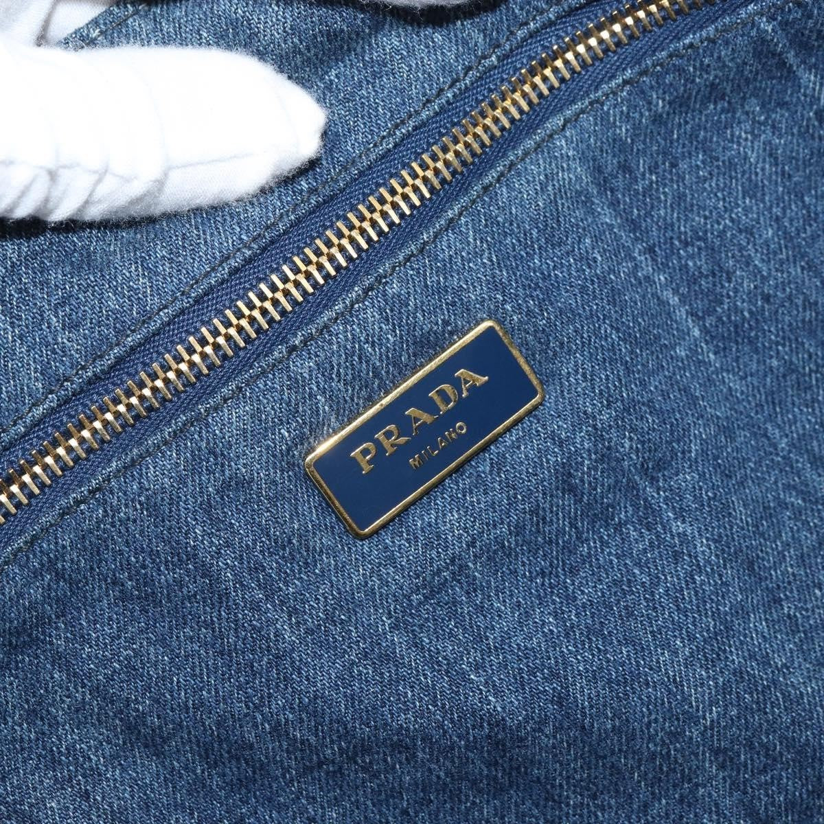 Prada Canapa Open Tote Denim, BLUE, CANVAS, Tote bag