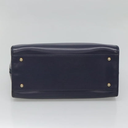 Celine Circle Logo Handbag Leather, BLUE, LEATHER, Handbag