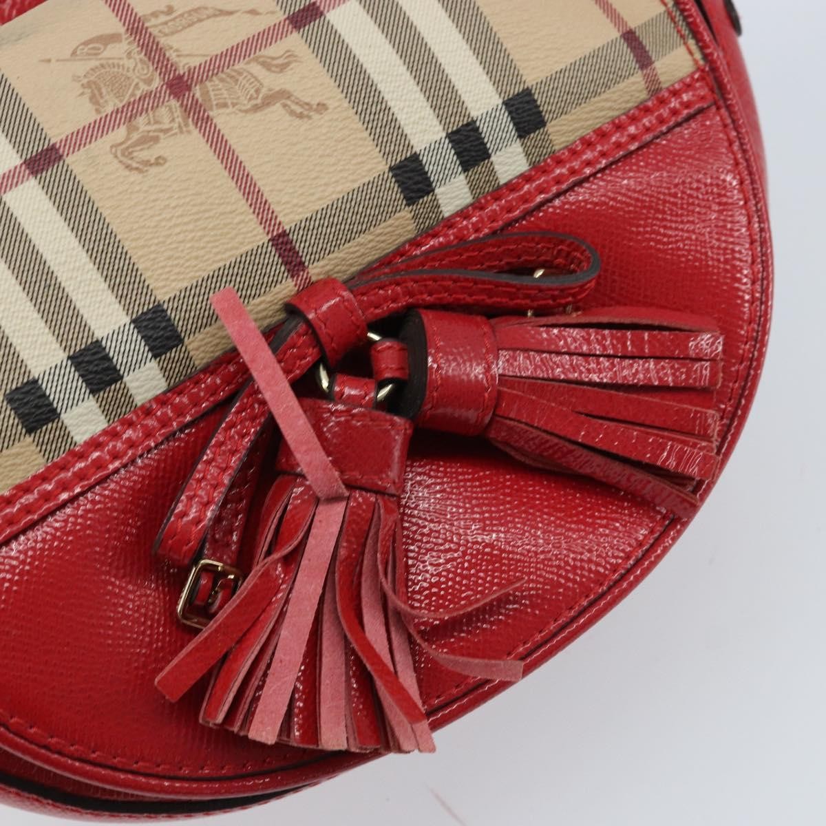 Burberry Maydown Crossbody Bag Haymarket Coated Canvas and Leather, BEIGE, CANVAS, Shoulder bag