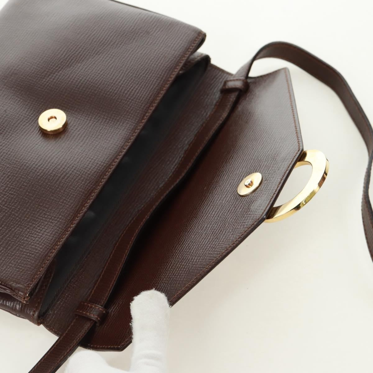 Celine Circle Logo Shoulder Bag Leather, BROWN, LEATHER, Shoulder bag
