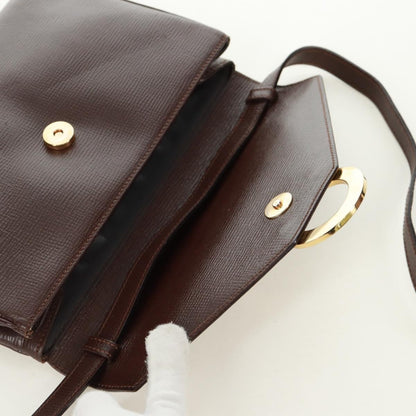 Celine Circle Logo Shoulder Bag Leather, BROWN, LEATHER, Shoulder bag