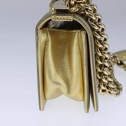 Chanel Boy Flap Bag Quilted Patent, GOLD, PATENT_LEATHER, Shoulder bag