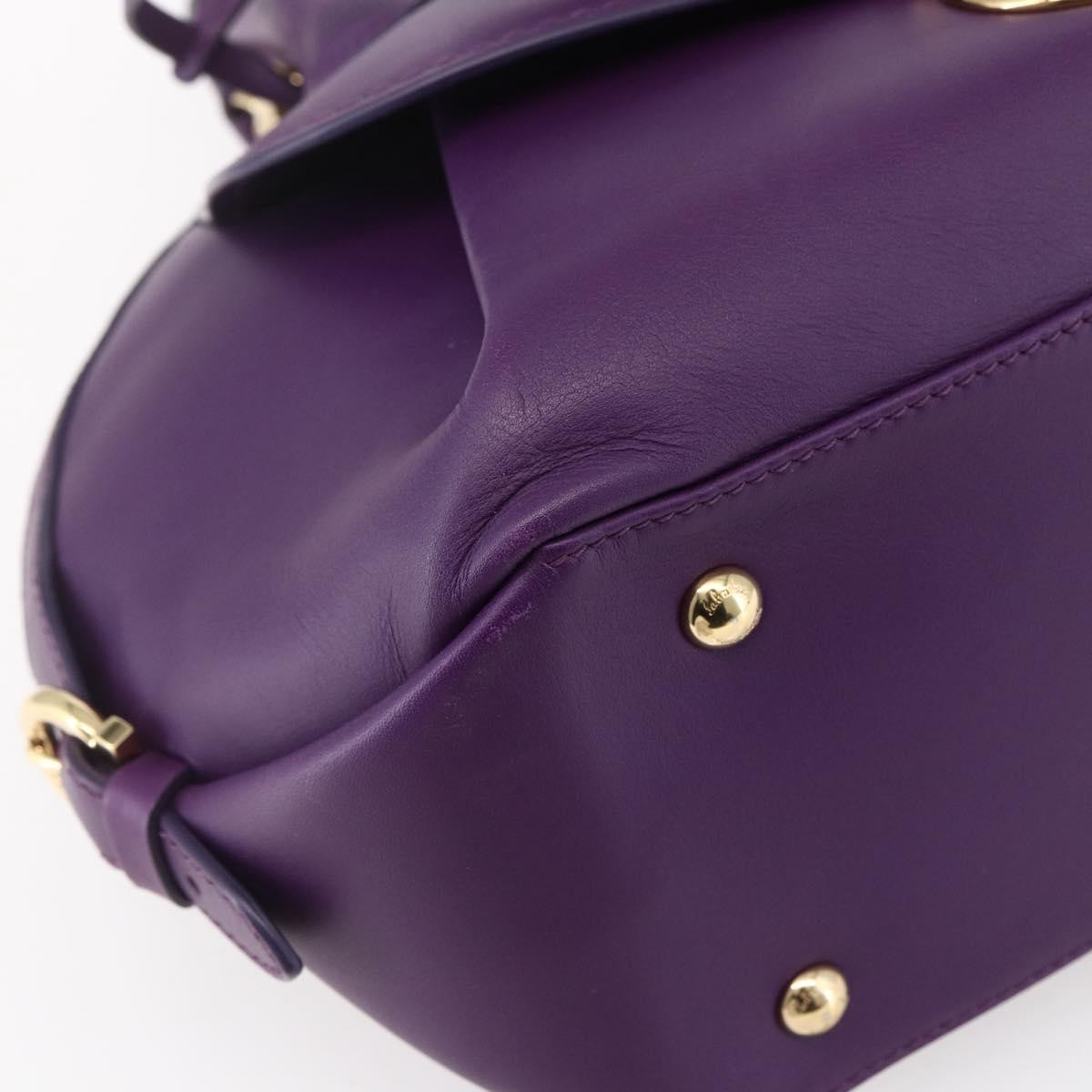 Salvatore Ferragamo Vintage Fiamma Satchel Leather, PURPLE, LEATHER, Handbag