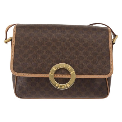 Celine Vintage Macadam Shoulder Bag Canvas and Leather, BROWN, CANVAS, Shoulder bag