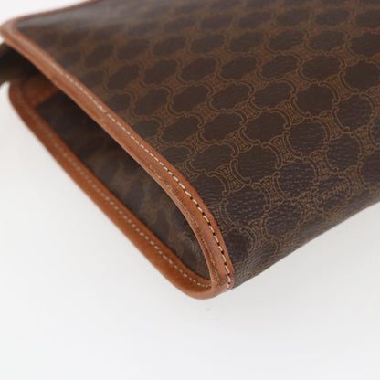 Celine Macadam Pochette Canvas and Leather, BROWN, CANVAS, Clutche & pouche