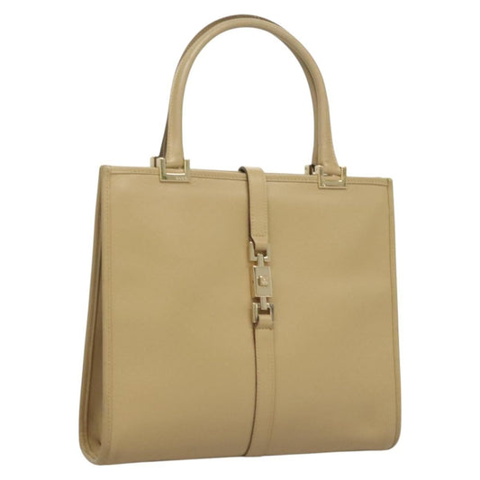 Gucci Vintage Jackie Handbag Leather, BEIGE, LEATHER, Handbag