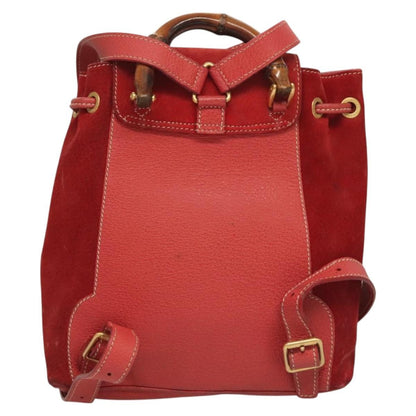 Gucci Vintage Bamboo Backpack Suede, RED, SUEDE, Backpack