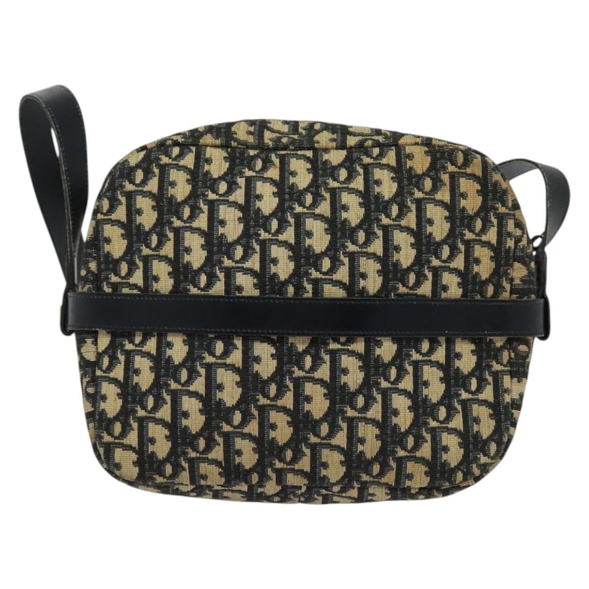 Christian Dior Vintage Trotter Shoulder Bag Canvas, NAVY, CANVAS, Shoulder bag