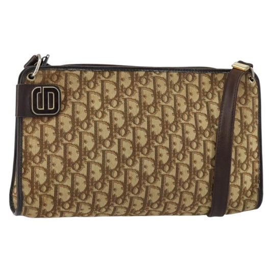 Christian Dior Vintage Trotter Shoulder Bag Canvas, BEIGE, CANVAS, Shoulder bag