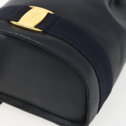 Salvatore Ferragamo Vala Backpack Leather, NAVY, LEATHER, Backpack