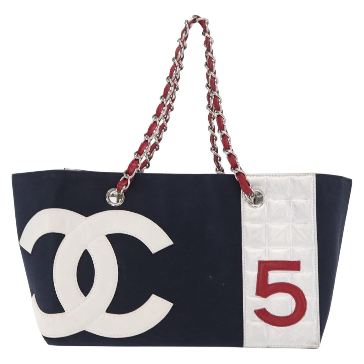 Chanel No.5 Tote Canvas and Leather, NAVY, CANVAS, Tote bag