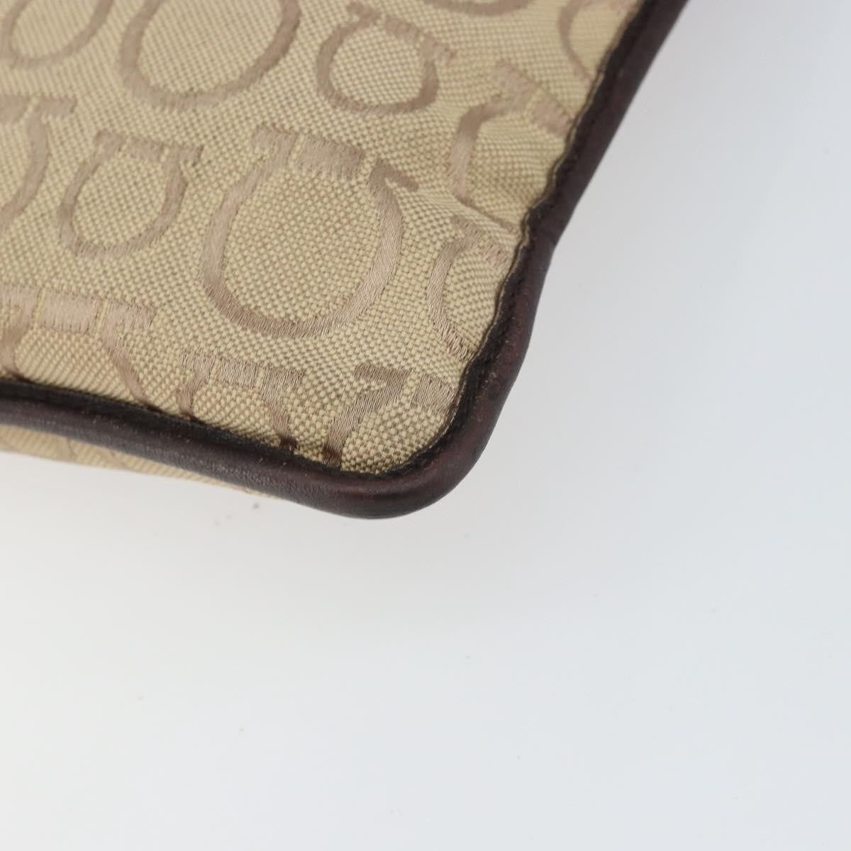 Salvatore Ferragamo Gancini Shoulder Bag Canvas, BEIGE, CANVAS, Shoulder bag