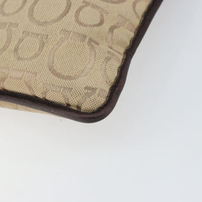 Salvatore Ferragamo Gancini Shoulder Bag Canvas, BEIGE, CANVAS, Shoulder bag