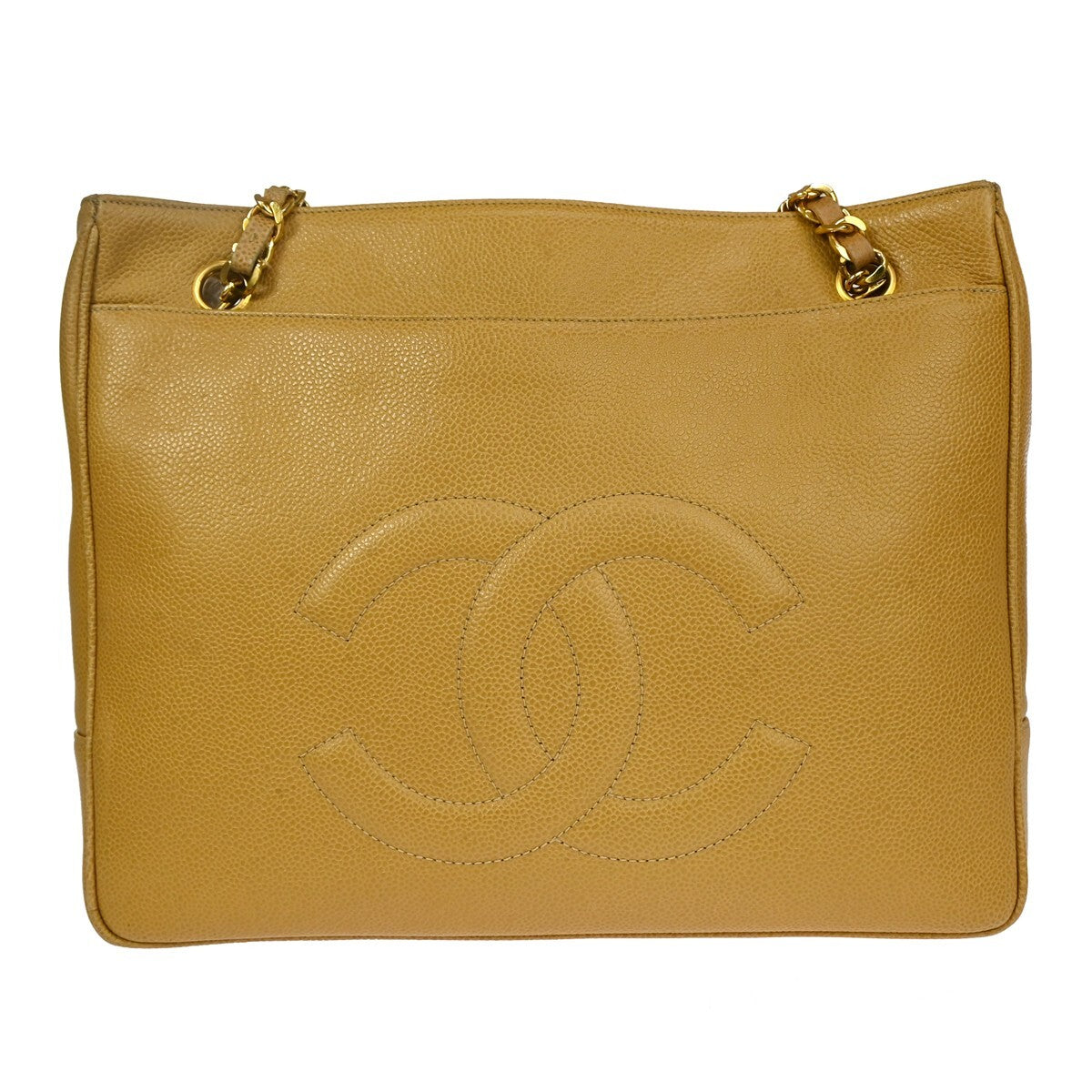 Chanel Vintage CC Front Pocket shoulder Bag Calfskin Leather, BEIGE, CALFSKIN, Shoulder bag