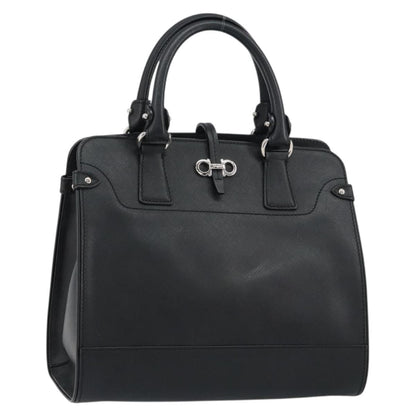 Salvatore Ferragamo Gancini handbag Leather, BLACK, LEATHER, Handbag