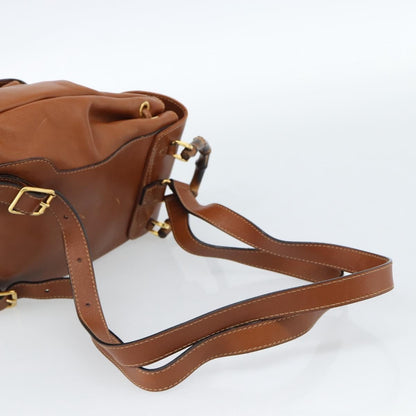 Gucci Vintage Bamboo Backpack Leather, Brown, Leather, Backpack