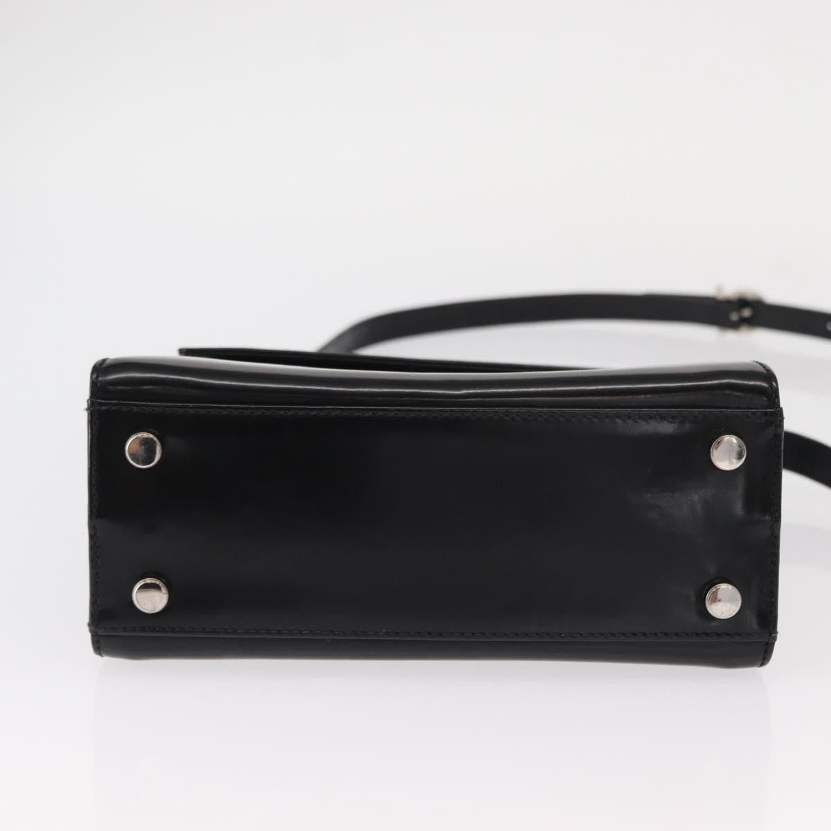 Salvatore Ferragamo Gancini handbag Leather, BLACK, LEATHER, Handbag
