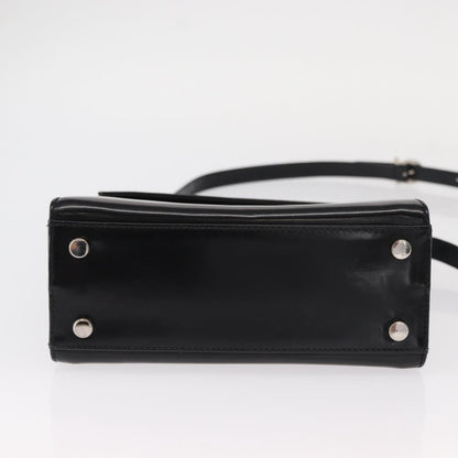 Salvatore Ferragamo Gancini handbag Leather, BLACK, LEATHER, Handbag