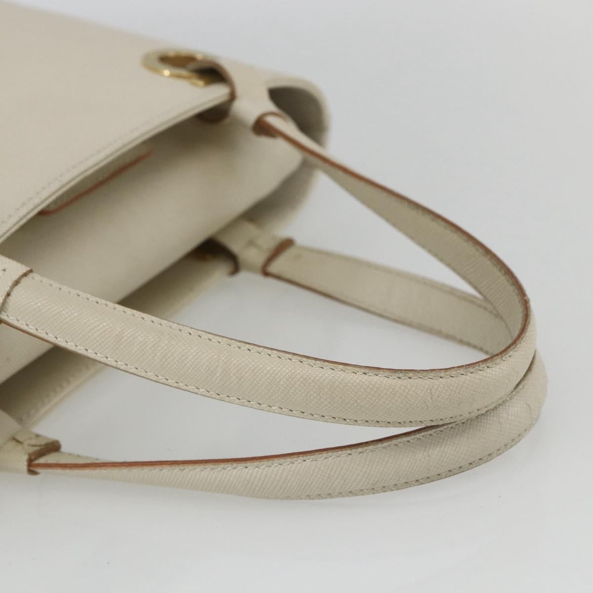 Salvatore Ferragamo Gancini handbag Leather, WHITE, LEATHER, Handbag