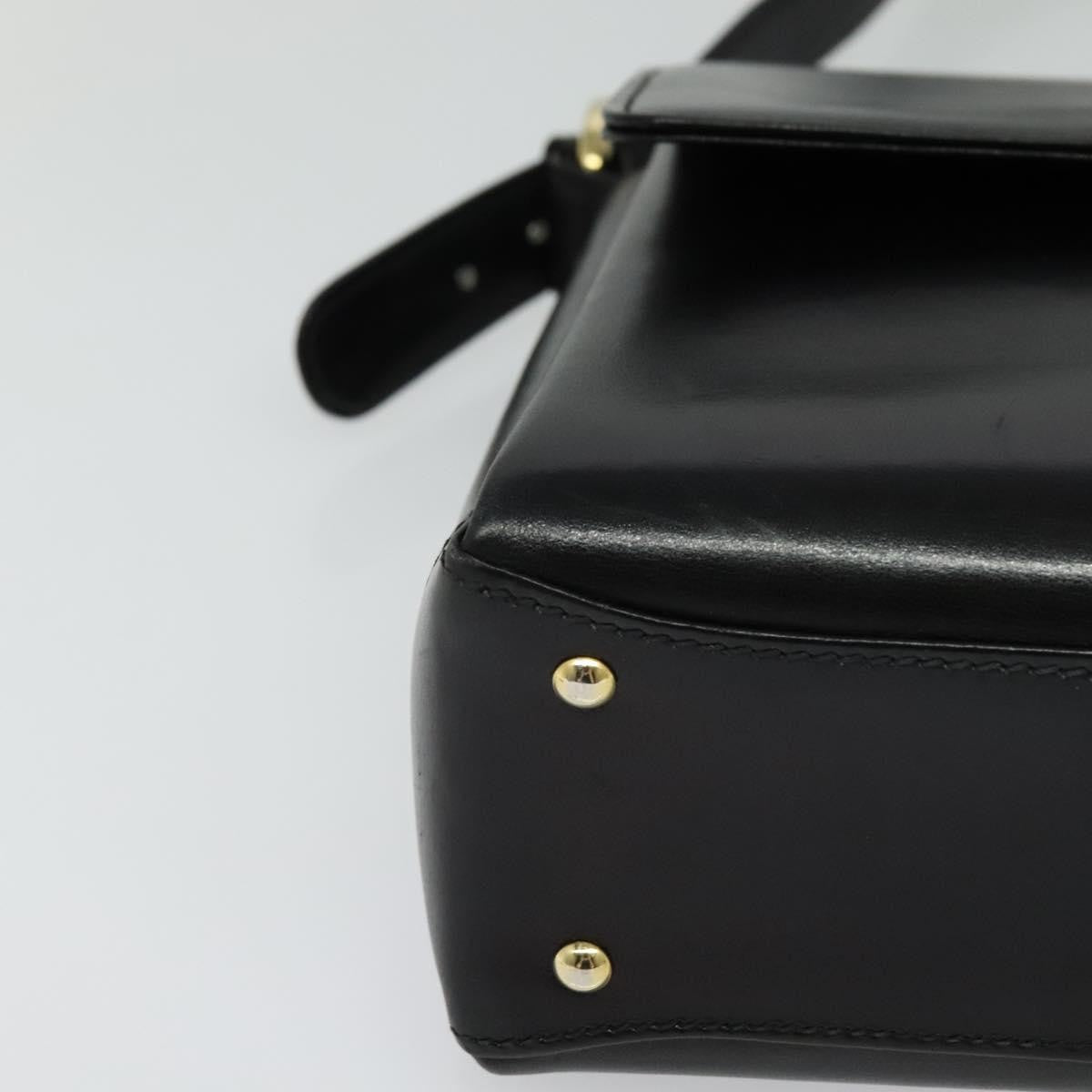 Gucci Vintage Turnlock Top Handle Bag Leather, BLACK, LEATHER, Shoulder bag