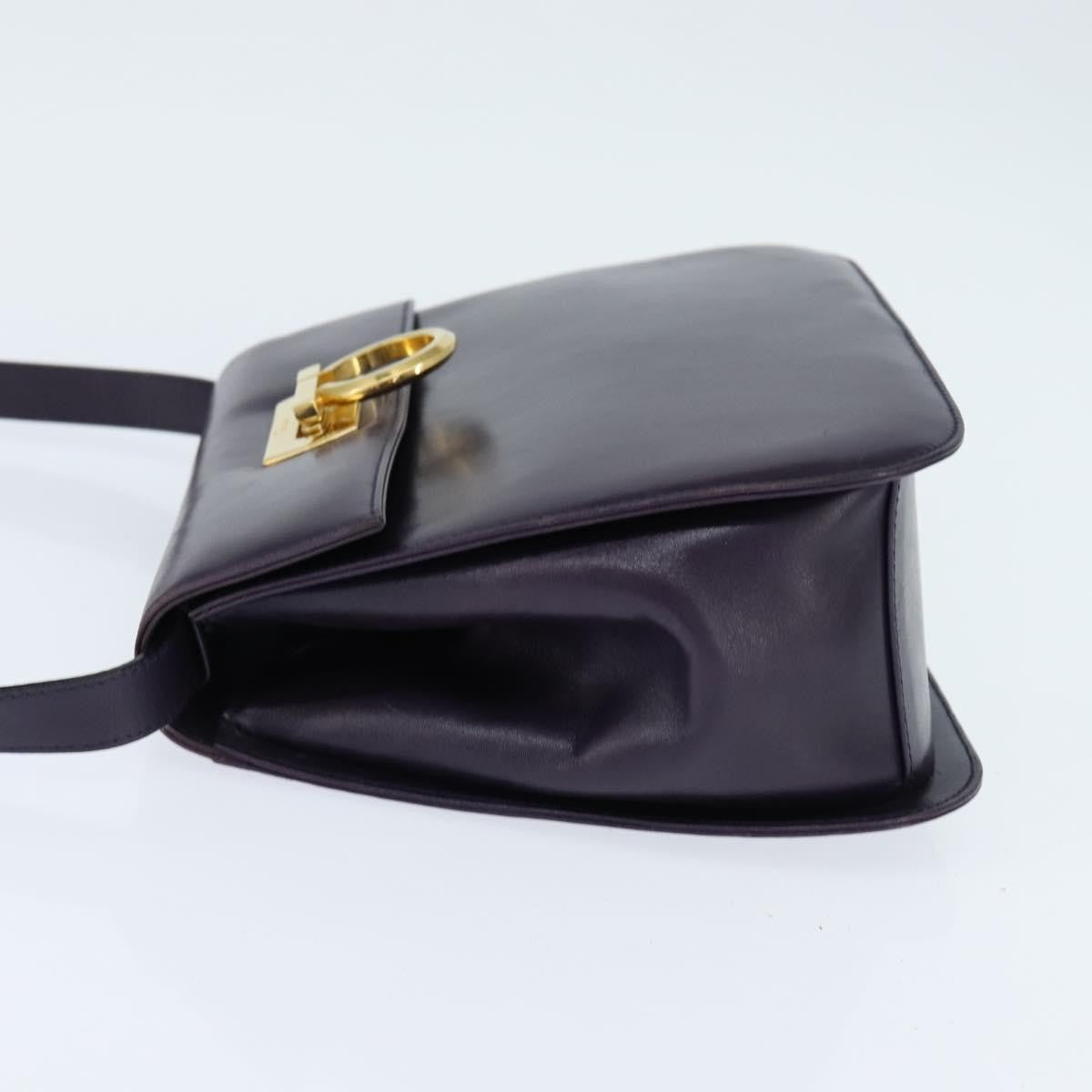 Salvatore Ferragamo Gancini Shoulder Bag Leather, NAVY, LEATHER, Shoulder bag