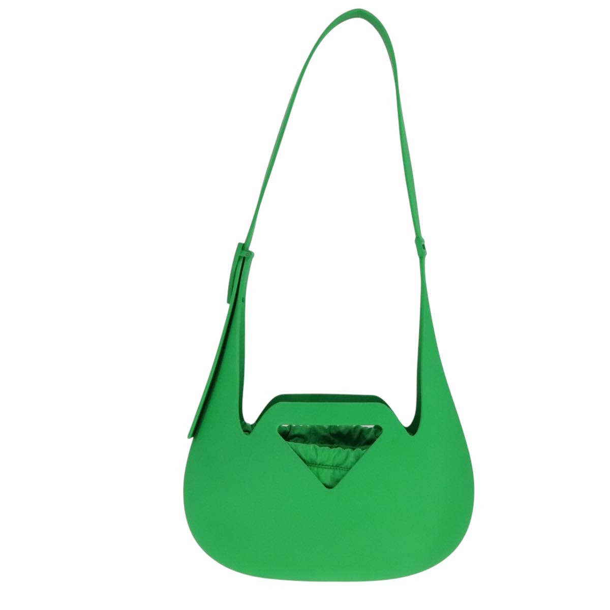Bottega Veneta Punch Shoulder Bag Rubber with Nylon, GREEN, RUBBER, Shoulder bag