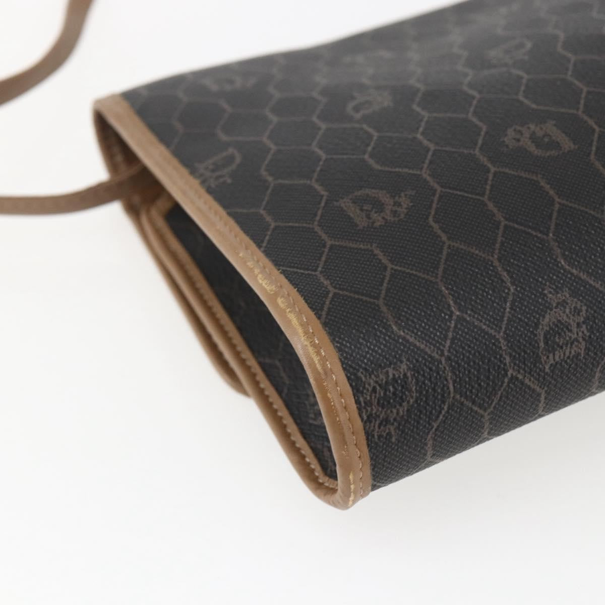 Christian Dior Vintage Honeycomb Flap Crossbody Bag Canvas and Leather, BLACK, CANVAS, Shoulder bag