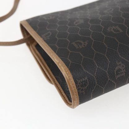 Christian Dior Vintage Honeycomb Flap Crossbody Bag Canvas and Leather, BLACK, CANVAS, Shoulder bag