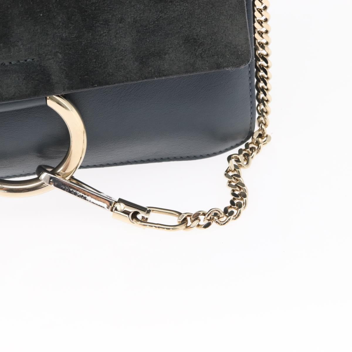 Chloe Faye Shoulder Bag Leather and Suede, GREEN, SUEDE, Shoulder bag