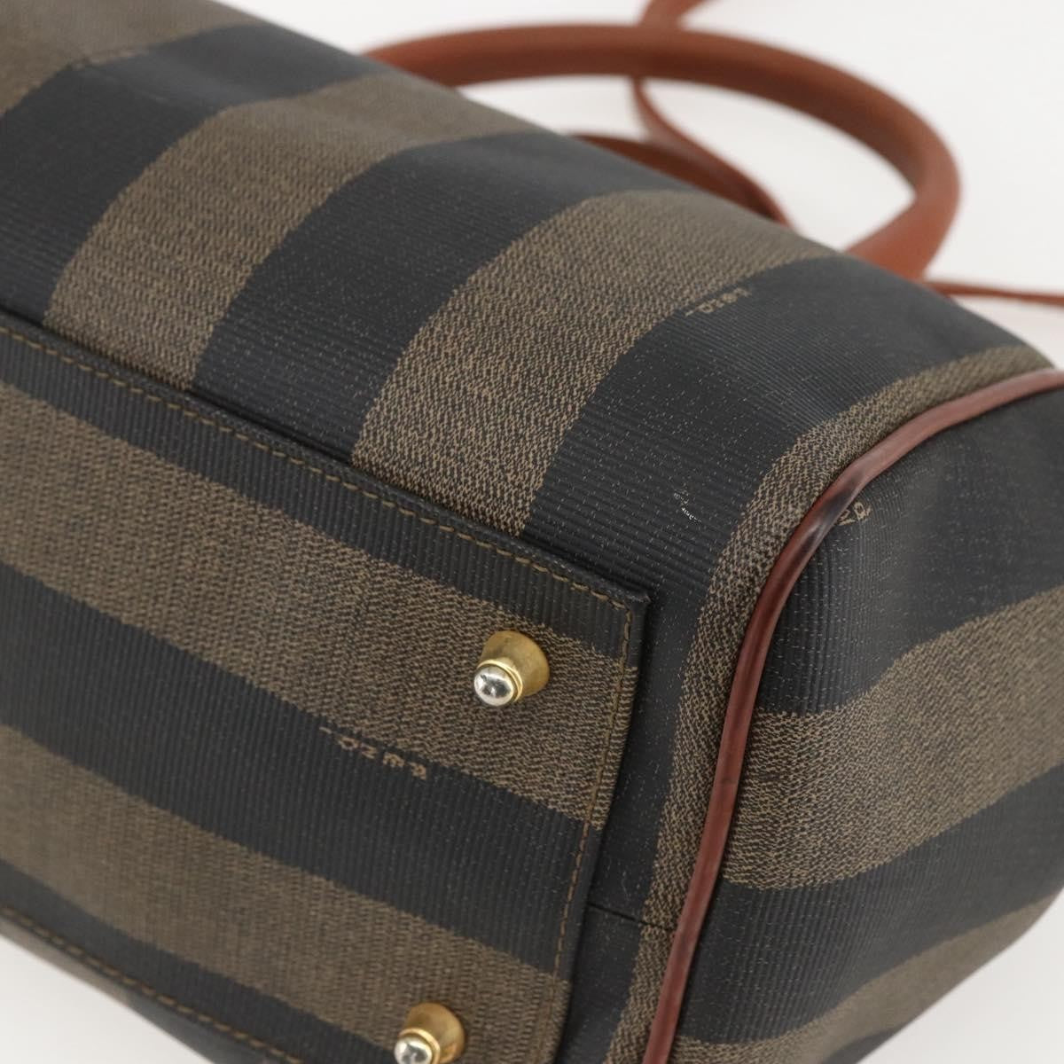 Fendi Vintage Pequin Convertible Boston Bag Coated Canvas, BLACK, PVC, Handbag