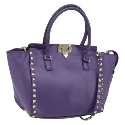 Valentino Garavani Rockstud Tote Rigid Leather, PURPLE, LEATHER, Tote bag