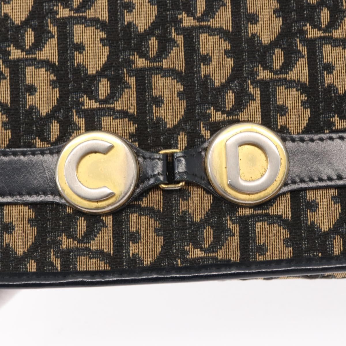 Christian Dior Vintage Trotter Shoulder Bag Canvas, NAVY, CANVAS, Shoulder bag