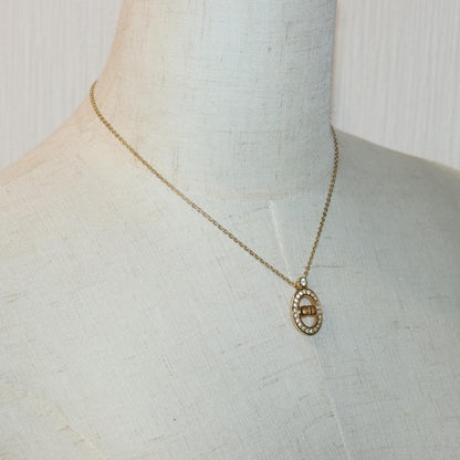 Christian Dior CD Pendant Necklace Gold-plated, GOLD, METAL, Necklace