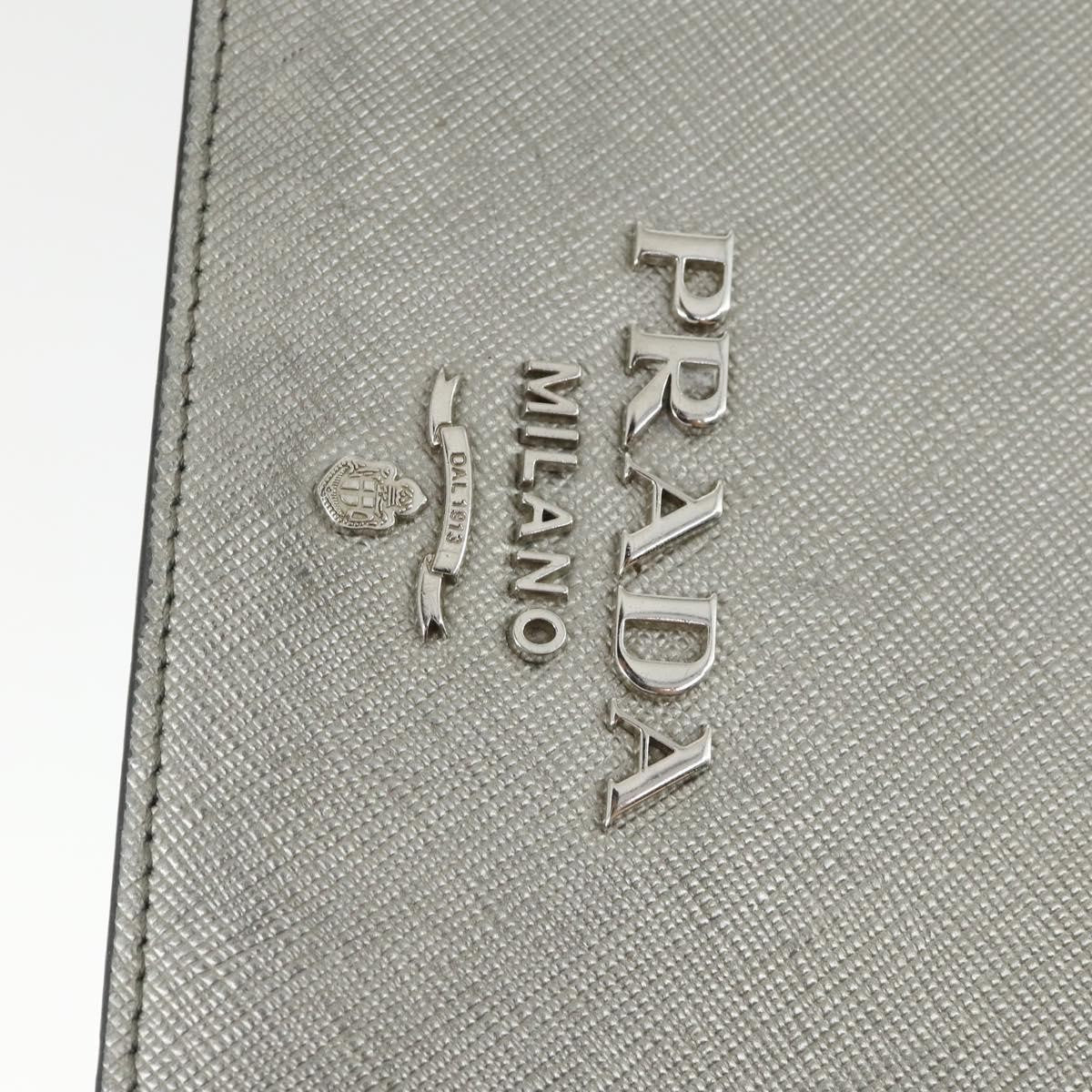 Prada Chain Flap Bag Saffiano Leather, SILVER, LEATHER, Shoulder bag