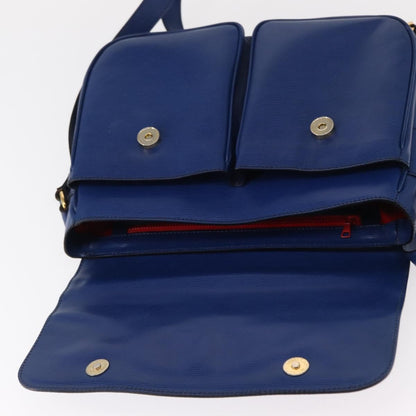 Celine Vintage Circle Logo Crossbody Bag Leather, BLUE, LEATHER, Shoulder bag