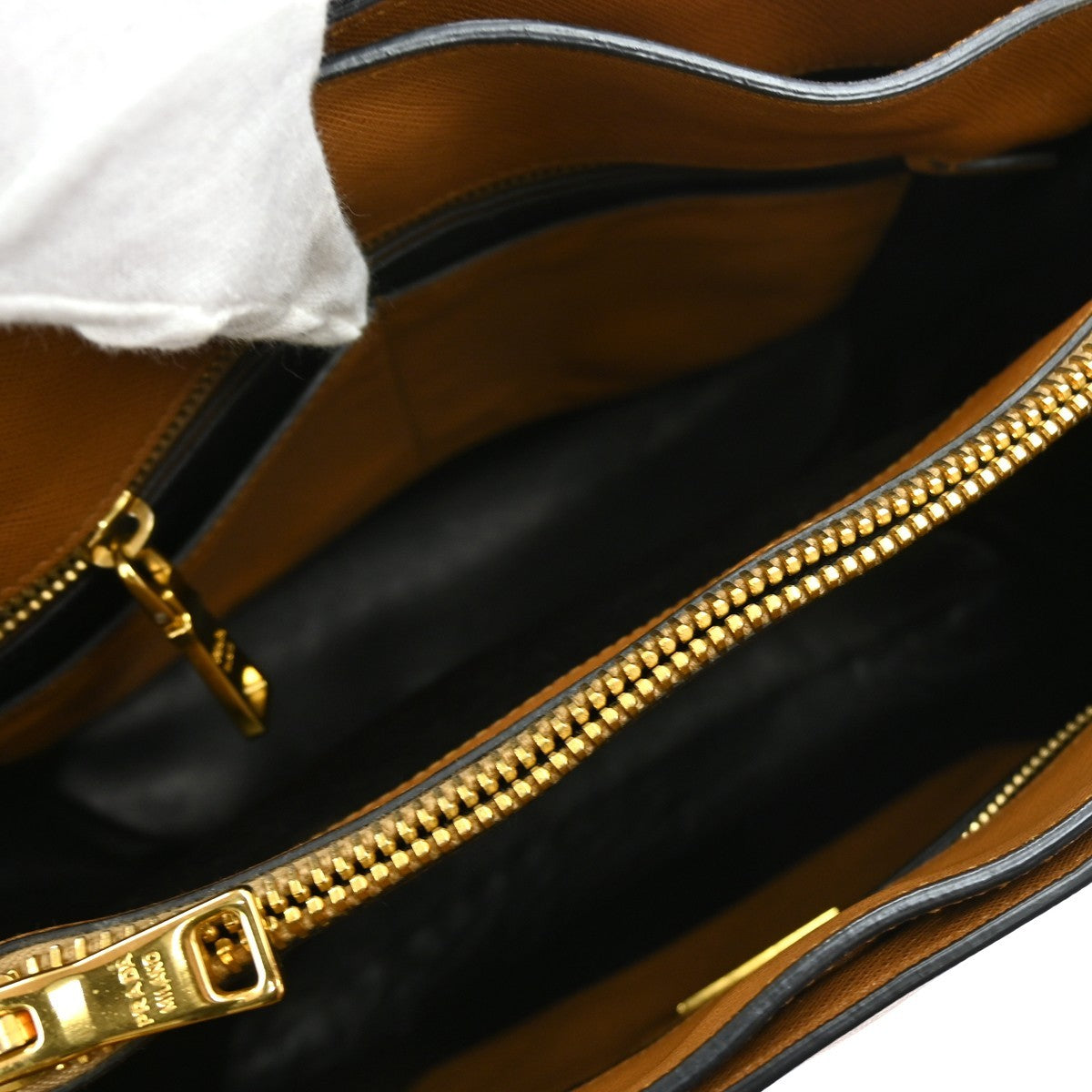 Prada Soft Triple Pocket Convertible Tote Saffiano Leather, BROWN, LEATHER, Tote bag