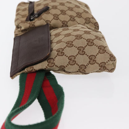 Gucci Vintage Double Belt Bag GG Canvas with Leather, BEIGE, CANVAS, Clutche & pouche