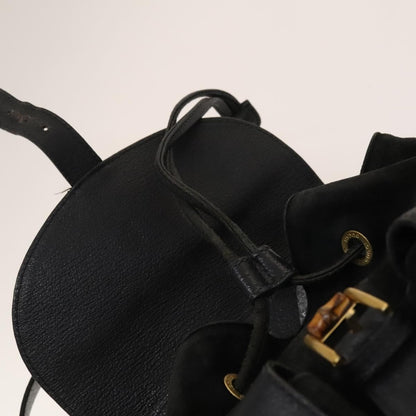 Gucci Vintage Bamboo Backpack Suede and Leather, Black, Suede, Backpack