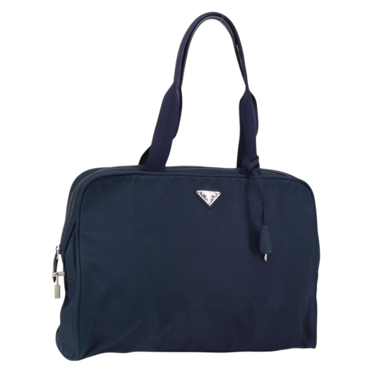 Prada Zip Around Tote Tessuto, Navy, Nylon, Handbag
